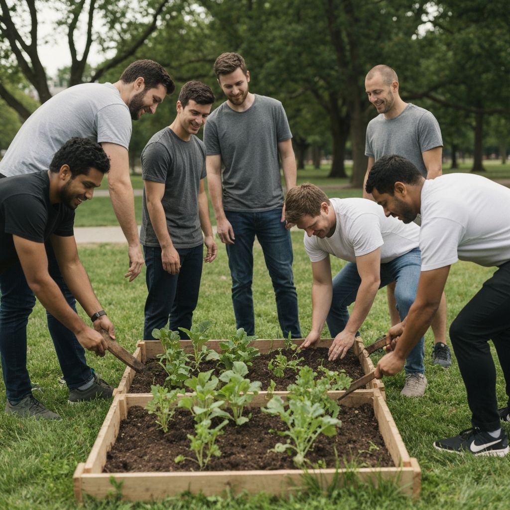 Men in outdoor wellness activity