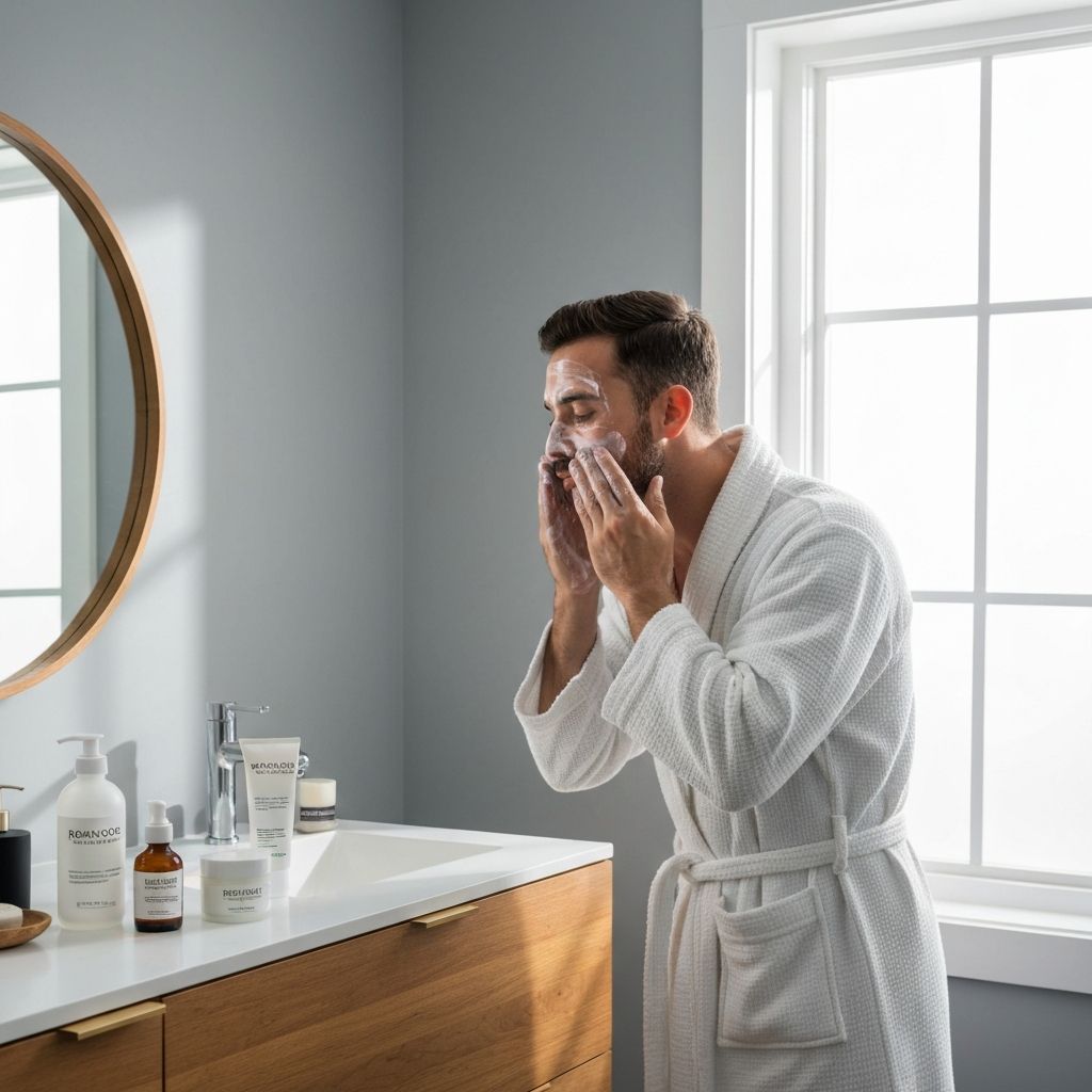 Morning skincare and grooming routine
